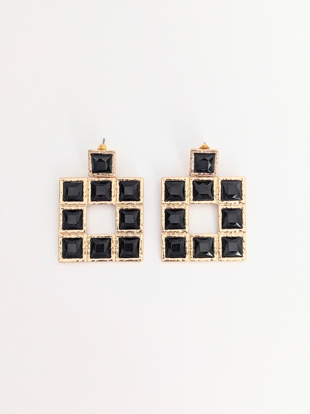 Square Onyx Stone Earrings